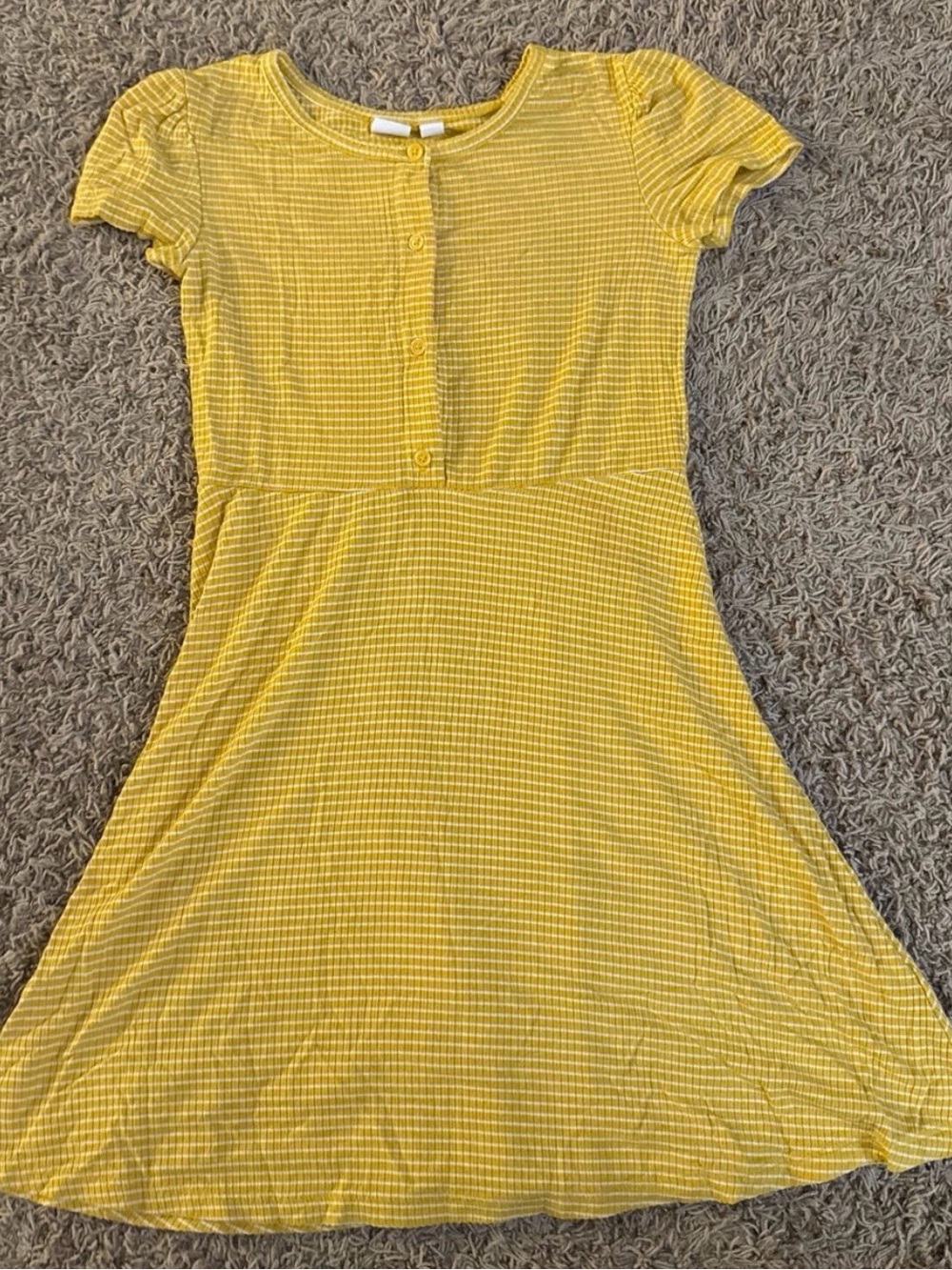 GAP Yellow Short Sleeve Knit Fit & Flare Dress